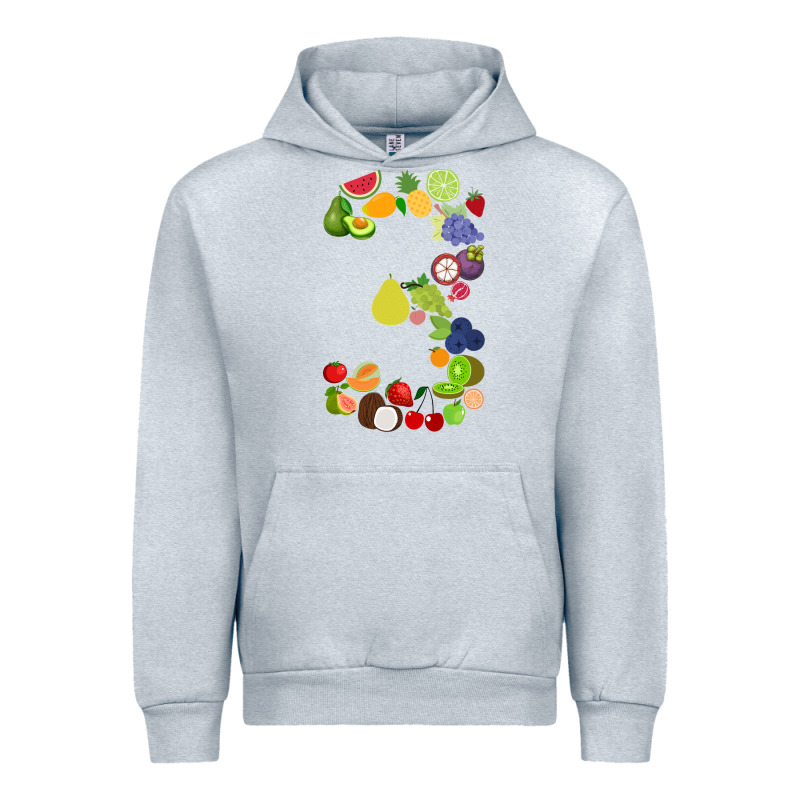 Number 3 Fruit 3rd Birthday Party Fruit Themed Gift Idea Urban Hoodie by minhPixels | Teevron