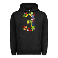 Pigment Black Number 3 Fruit 3rd birthday party fruit themed gift Idea Urban Hoodie - minhPixels