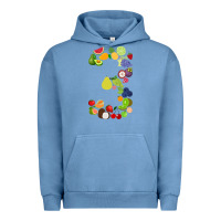 Pigment Pebble Blue Number 3 Fruit 3rd birthday party fruit themed gift Idea Urban Hoodie - minhPixels