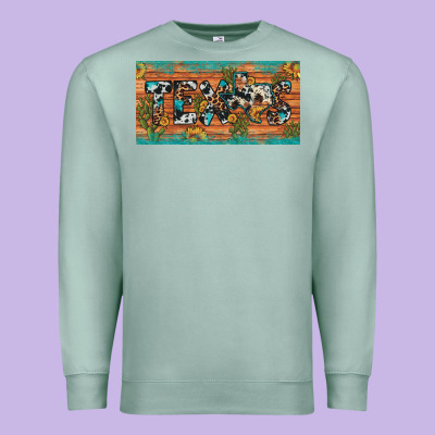Texas Sunflower Cactus Cowhide Leopard Licence Plate Premium Sweatshirt Designed By Artiststas