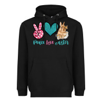 Black peace love easter with bunny and butterfly Heavyweight Hoodie - Artiststas