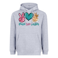 Heather Grey peace love easter with bunny and butterfly Heavyweight Hoodie - Artiststas
