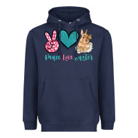 Navy peace love easter with bunny and butterfly Heavyweight Hoodie - Artiststas