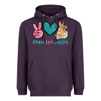 Plum peace love easter with bunny and butterfly Heavyweight Hoodie - Artiststas