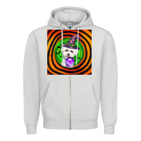 Dove Grey halloween bichons frise dog Zipper Hoodie - LillyAllenDesigns