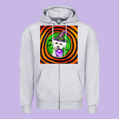 Halloween Bichons Frise Dog Zipper Hoodie Designed By Lillyallendesigns