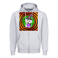 Heather Grey halloween bichons frise dog Zipper Hoodie - LillyAllenDesigns
