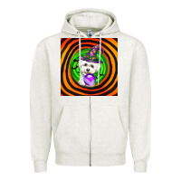 Oatmeal Heather halloween bichons frise dog Zipper Hoodie - LillyAllenDesigns