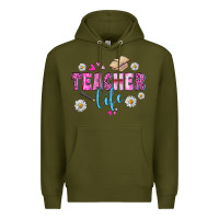 Army Green teacher life Premium Hoodie - BundleAndBundleShop