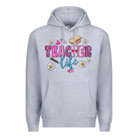 Heather Grey teacher life Premium Hoodie - BundleAndBundleShop