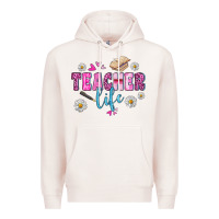 Pale Pink teacher life Premium Hoodie - BundleAndBundleShop