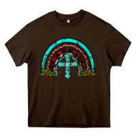 Chocolate Brown cross christmas rainbow Heavy Core Tee - JahusDesignShop