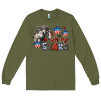Army Green Oh my stars horse 4th of july Long Sleeve Tee - CowGirlArtShop