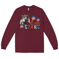 Burgundy Oh my stars horse 4th of july Long Sleeve Tee - CowGirlArtShop