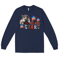 Navy Oh my stars horse 4th of july Long Sleeve Tee - CowGirlArtShop