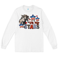 White Oh my stars horse 4th of july Long Sleeve Tee - CowGirlArtShop