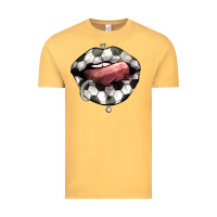 Vintage Mustard Soccer lips Vintage Tee - HowdyJamesFarm