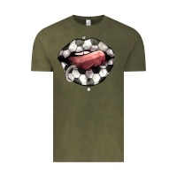 Vintage Olive Soccer lips Vintage Tee - HowdyJamesFarm