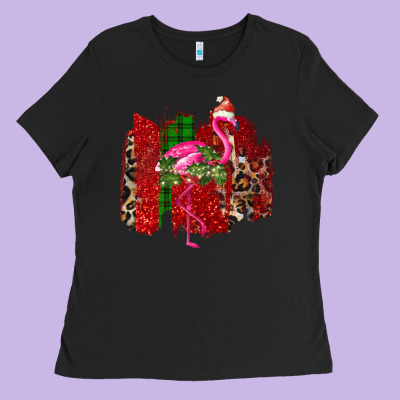 Christmas Flamingo Ladies Tee Designed By Bettercallsaul