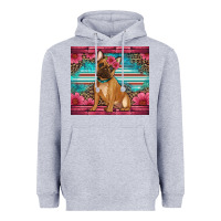 Heather Grey french bulldog floral Heavyweight Hoodie - Artiststas