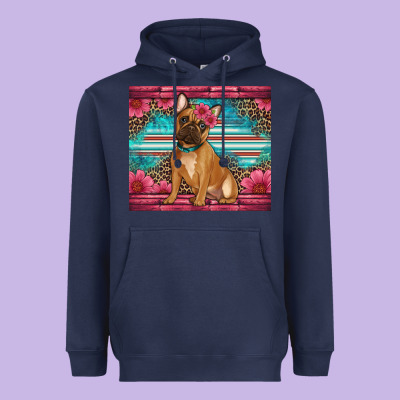 French Bulldog Floral Heavyweight Hoodie Designed By Artiststas