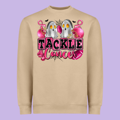 Tackle Cancer With Ghosts Playing Football Heavyweight Sweatshirt Designed By Lillyallendesigns