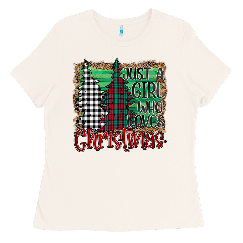 Womens Just A Girl Who Loves Christmas Funny Ladies Tee by Bettercallsaul | Teevron