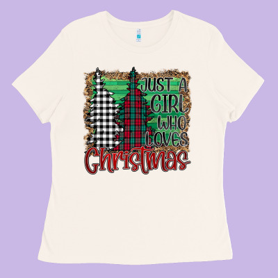Womens Just A Girl Who Loves Christmas Funny Ladies Tee Designed By Bettercallsaul