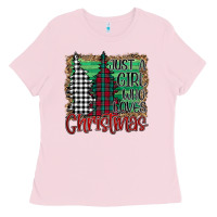 Bubblegum Pink Womens Just a Girl Who Loves Christmas Funny Ladies Tee - Bettercallsaul