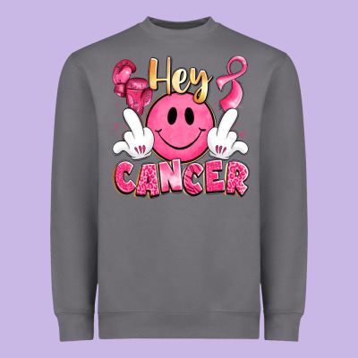 Hey Cancer With Middle Fingers Heavyweight Sweatshirt Designed By Lillyallendesigns