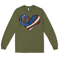 Army Green american flag heart Long Sleeve Tee - Jasminsmagicworld