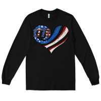 Black american flag heart Long Sleeve Tee - Jasminsmagicworld