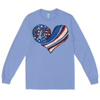 Colony Blue american flag heart Long Sleeve Tee - Jasminsmagicworld
