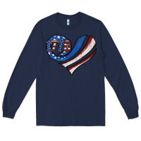Navy american flag heart Long Sleeve Tee - Jasminsmagicworld
