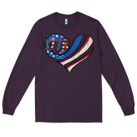 Plum american flag heart Long Sleeve Tee - Jasminsmagicworld