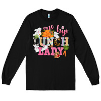 Black One hip Lunch Lady Easter Day Long Sleeve Tee - CowGirlArtShop