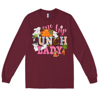 Burgundy One hip Lunch Lady Easter Day Long Sleeve Tee - CowGirlArtShop