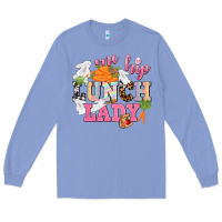 Colony Blue One hip Lunch Lady Easter Day Long Sleeve Tee - CowGirlArtShop