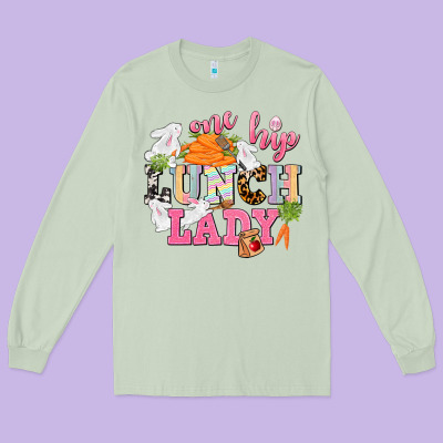 One Hip Lunch Lady Easter Day Long Sleeve Tee Designed By Cowgirlartshop