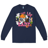 Navy One hip Lunch Lady Easter Day Long Sleeve Tee - CowGirlArtShop