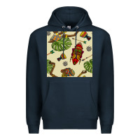 Navy african woman and mask seamless pattern Premium Hoodie - BundleAndBundleShop