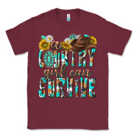 Burgundy Western a Country Girl Can Survive Classic Tee - texasbilliewilder