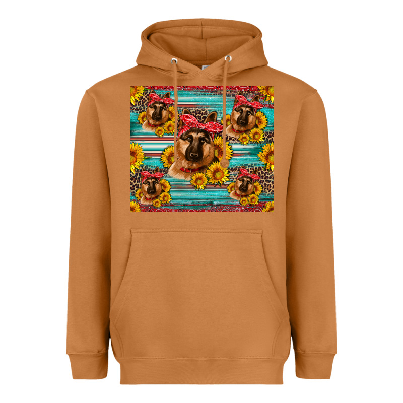 German Shepherd With Sunflowers Heavyweight Hoodie by Artiststas | Teevron