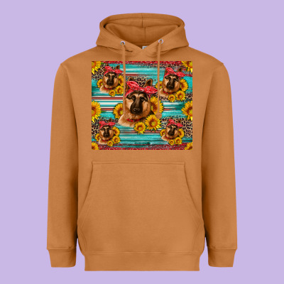 German Shepherd With Sunflowers Heavyweight Hoodie Designed By Artiststas