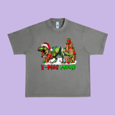 T- Rex X-mas Mood Urban Heavy Tee Designed By Ranaportraitstore