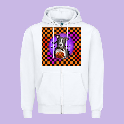 Halloween American Pitbull Terrier Zipper Hoodie Designed By Lillyallendesigns