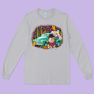 Western Rabbit Easter Day Long Sleeve Tee Designed By Cowgirlartshop