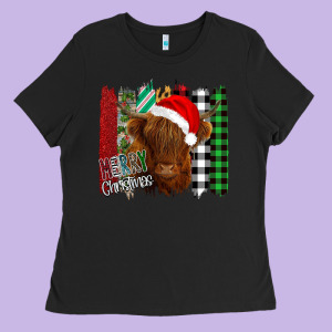 Merry Christmas Cow Ladies Tee Designed By Bettercallsaul