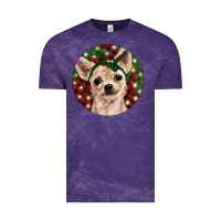 Cloud Purple Christmas Chihuahua With Buffalo Plaid Vintage Tee - RanaPortraitStore