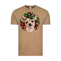 Vintage Coffee Christmas Chihuahua With Buffalo Plaid Vintage Tee - RanaPortraitStore